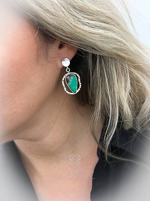 Strieborné 925/1000 náušnice s chryzoprasom