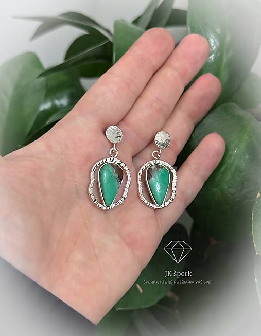 Strieborné 925/1000 náušnice s chryzoprasom