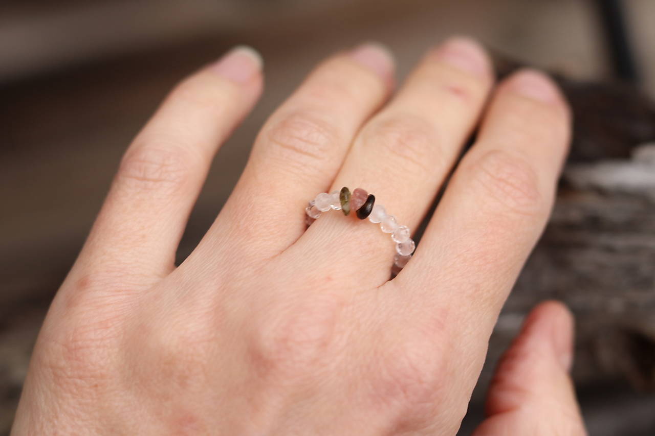 Prsteň krištáľ s turmalínom