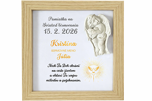 Obrazy - Darček /pamiatka/ na sviatosť birmovania s anjelikom - 18145130_