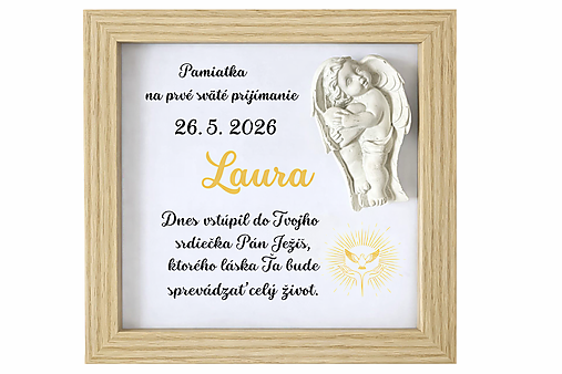 Obrazy - Darček /pamiatka/ na prvé sväté prijímanie s anjelikom - 18145142_