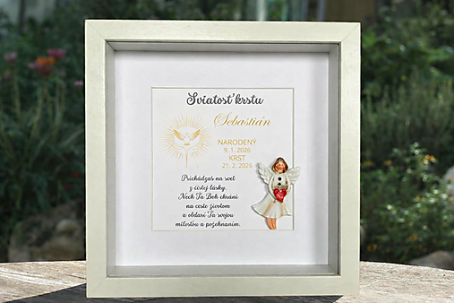 Obrazy - Darček /pamiatka/ na sviatosť krstu Obraz s anjelikom - 18145185_