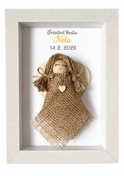 Obrazy - Darček /pamiatka/ na sviatosť krstu s anjelikom - 18145429_