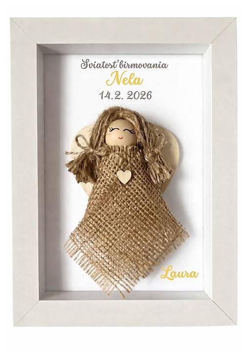 Obrazy - Darček /pamiatka/ na sviatosť birmovania s anjelikom - 18145446_