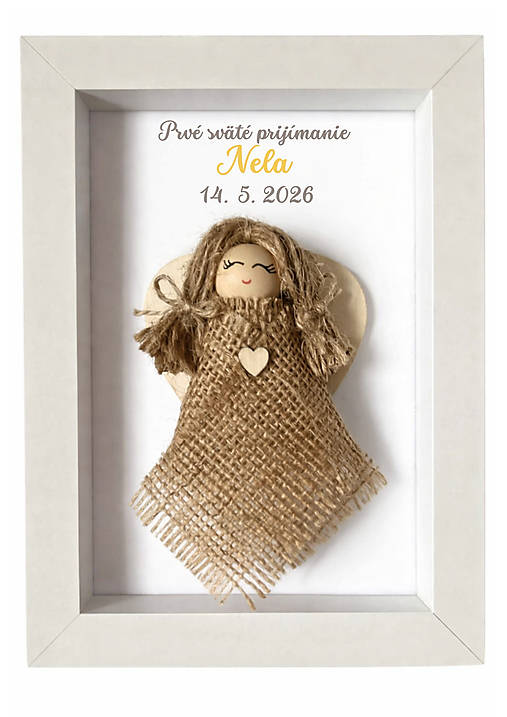 Obrazy - Darček /pamiatka/ na prvé sväté prijímanie s anjelikom - 18145471_