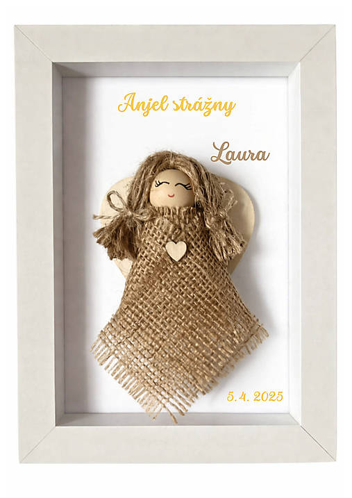 Obrazy - Darček  pri narodení dieťatka Prírodný jutový anjel - 18145493_