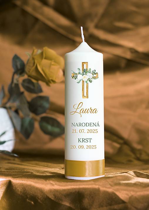 Sviečky - Sviečka na krst v darčekovej krabičke s venovaním - 18146782_