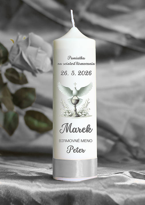 Sviečky - Sviečka na sviatosť birmovania v darčekovej krabičke s venovaním - 18146933_
