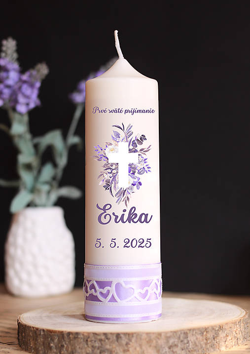 Sviečky - Sviečka na prvé sväté prijímanie v darčekovej krabičke s venovaním - 18146945_