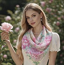 Šatky - Ružové pivónie + darčekové balenie... - 18145393_