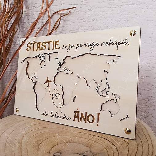 Papiernictvo - Drevená obálka na peniaze "Svet" (Rozmer 12 x 18 cm) - 18147606_