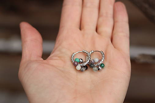 Náušnice kruhy mix minerálov