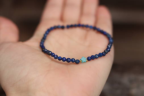 Tenký náramok lapis lazuli s amazonitom