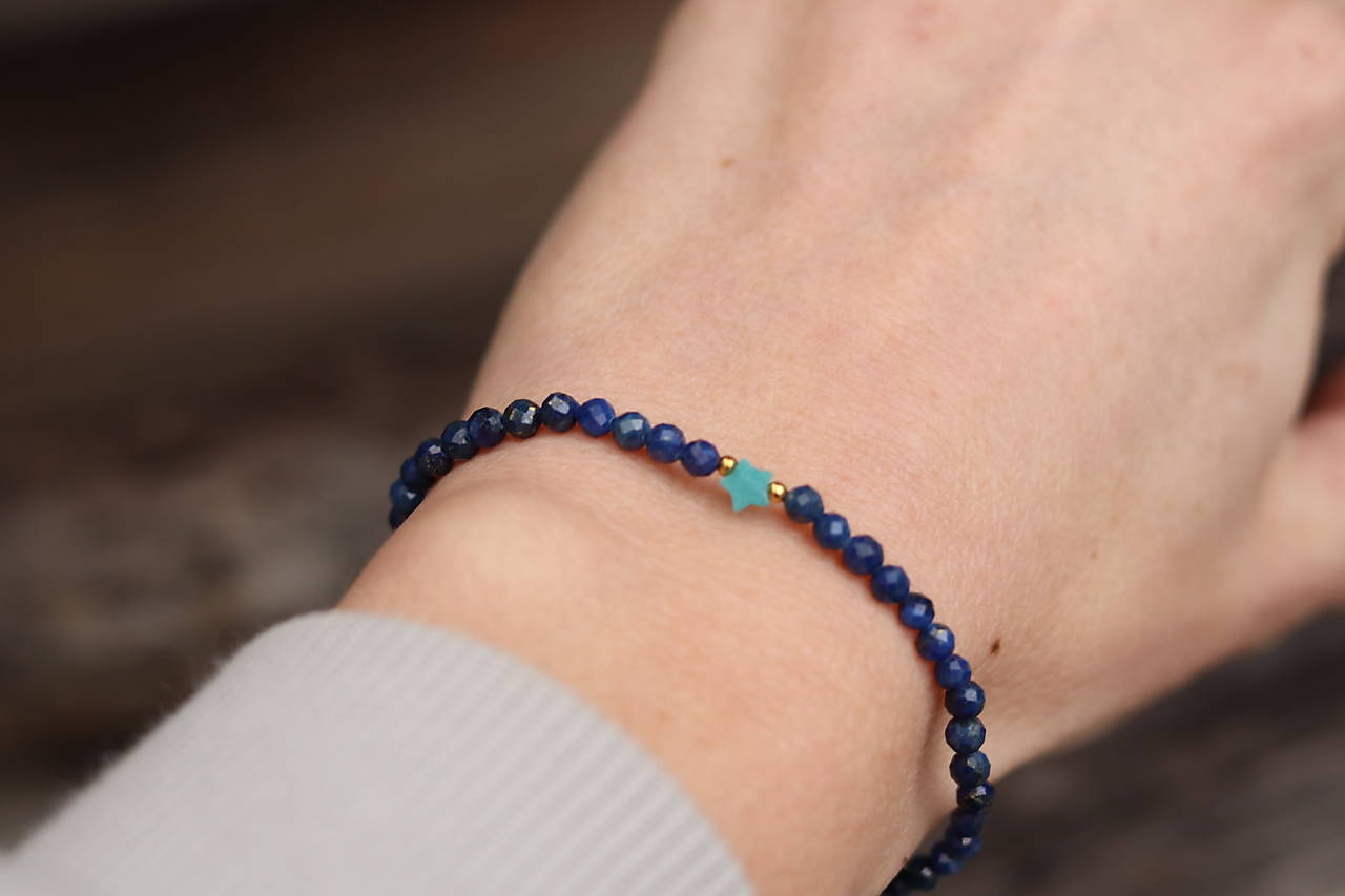 Tenký náramok lapis lazuli s amazonitom