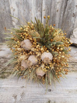 Dekorácie - Sušená kytica s ľanom a makovicami. - 18148364_