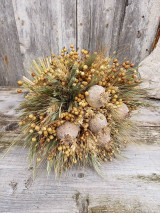 Dekorácie - Sušená kytica s ľanom a makovicami. - 18148365_