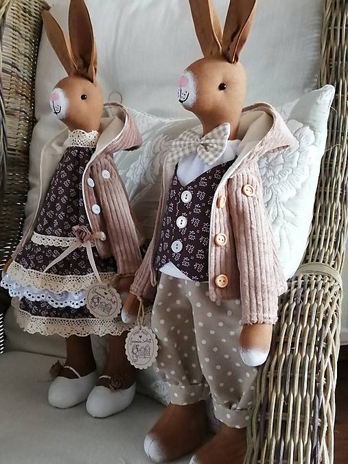 Hračky - Párik zajov - hnedý - 18148543_