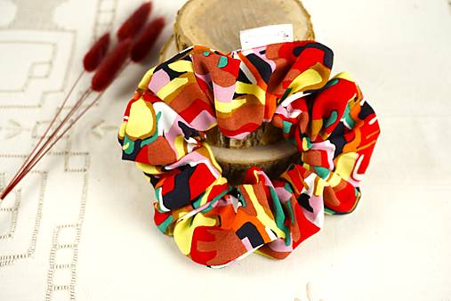 Ozdoby do vlasov - Viskózová scrunchie gumička – Abstraktná paleta (Klasik) - 18149951_