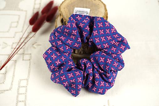 Ozdoby do vlasov - Gumička scrunchies Ohnivý kvet (Viskózová bavlna) (Klasik) - 18149958_