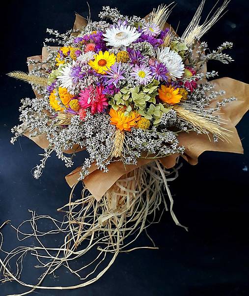 Dekorácie - Kytica zo sušených kvetov - 18150187_