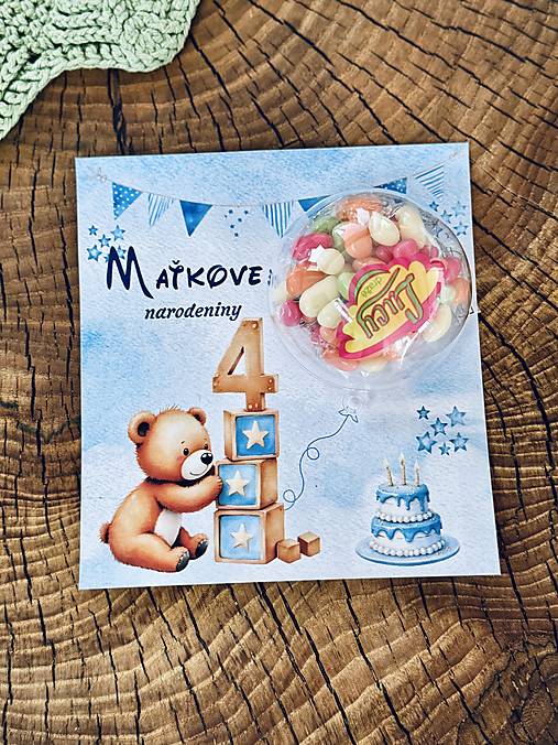 Papiernictvo - Narodinová kartička s darčekom - 18149979_