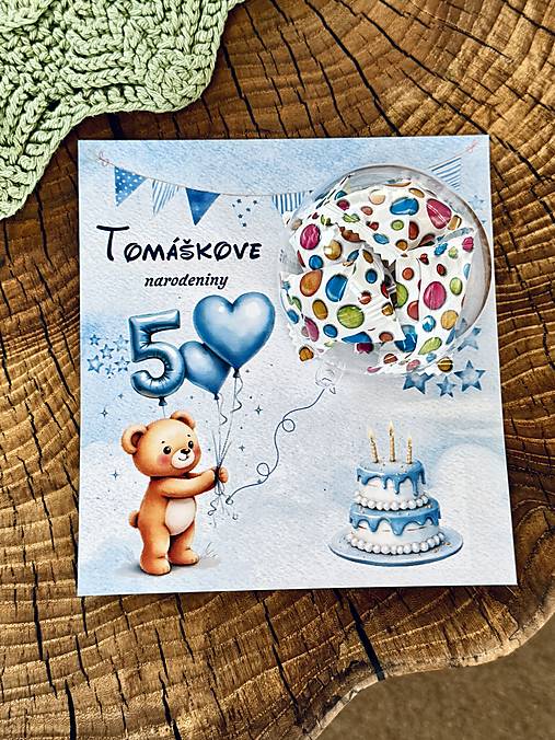 Papiernictvo - Narodinová kartička s darčekom - 18149993_