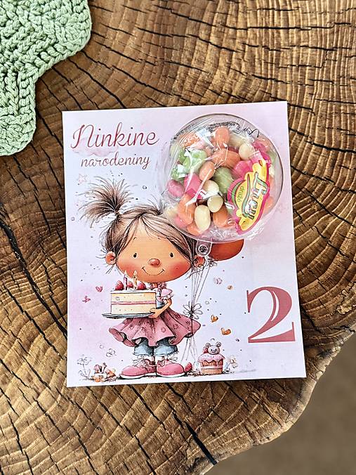 Papiernictvo - Narodinová kartička s darčekom - 18150053_