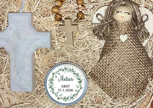 Dekorácie - Prírodný darček /pamiatka/ na sviatosť krstu s anjelikom - 18148097_