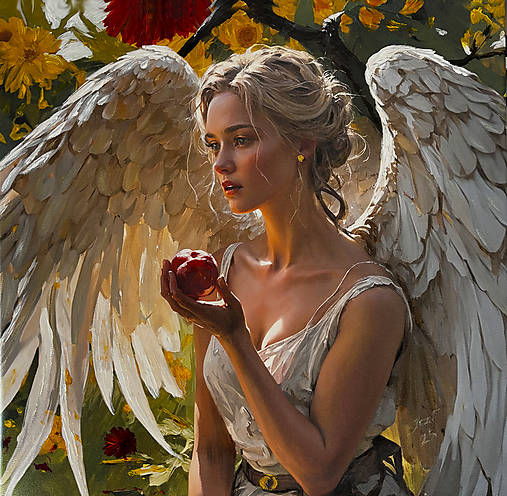 Obrazy - Anjel a jablko - 18148646_