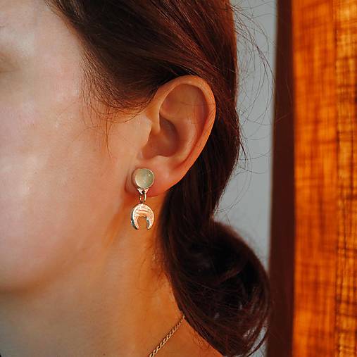 Náušnice Polmesiace s Prehnitom