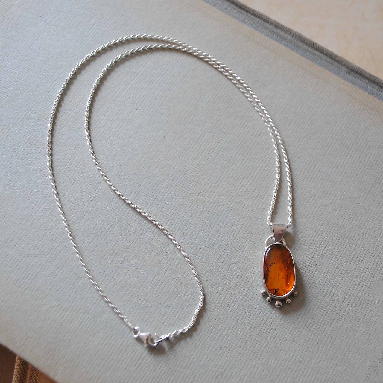 Strieborný prívesok Jantár s muškou