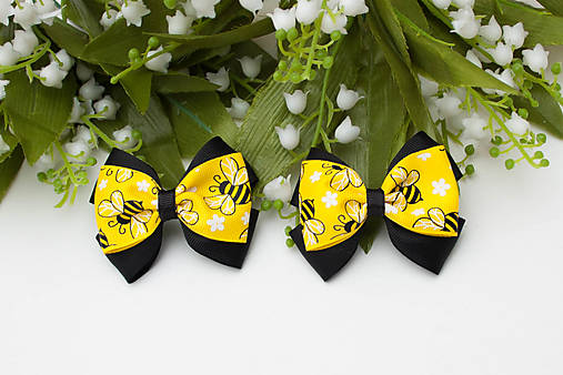 Detské doplnky - Mašličková sponka do vlasov - Včielka čierna/žltá - 18150478_