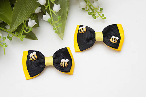 Detské doplnky - Mašličková sponka do vlasov - Včielka čierna/žltá - 18150484_