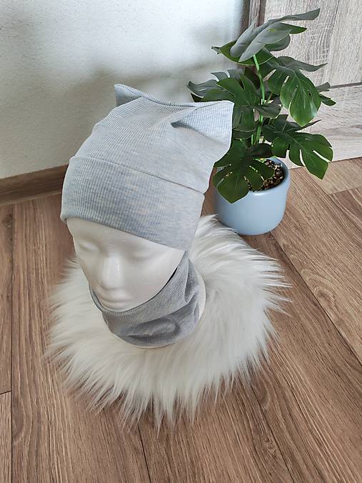 Čiapky, čelenky, klobúky - Prechodný rebrovaný set - 18148174_