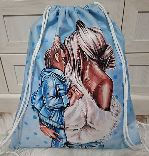 Veľké tašky - Batoh,vak ,,mama a dieťa" (Veľký modrý) - 18150684_