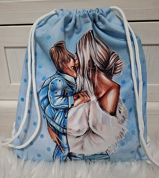 Veľké tašky - Batoh,vak ,,mama a dieťa" (Detský modrý) - 18150692_