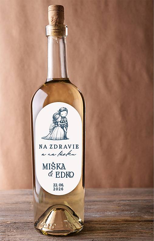 Úložné priestory & Organizácia - Nálepky oválne na svadobnú pálenku/víno 305 párik - 18152134_