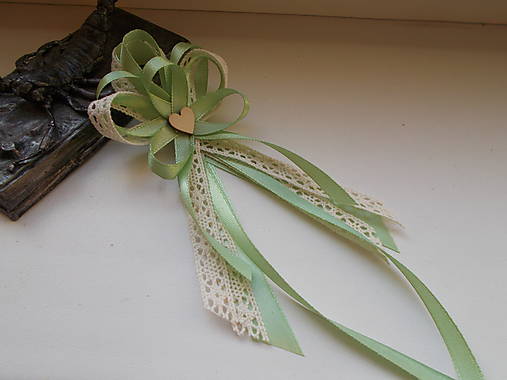 Svadobné pierka - svadobné pierka "Vintage" č.15/šalviová zelena/ (starejší cca 20 cm) - 18150879_