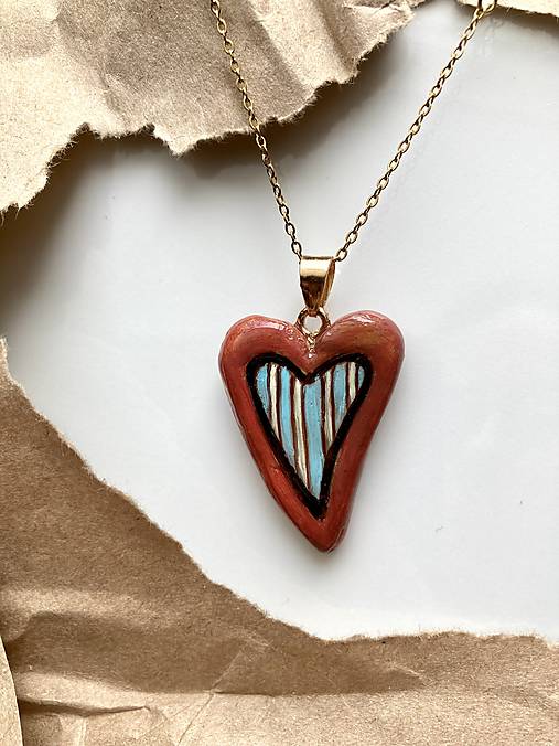 Náhrdelníky - Pásikavé srdiečka II - 18151461_