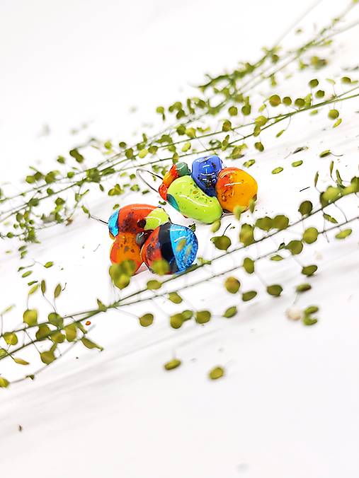 Farebné sklenené náušnice "ALÍZ" – ručná práca, fusing technika