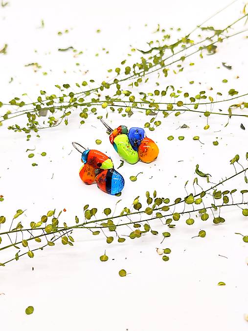 Farebné sklenené náušnice "ALÍZ" – ručná práca, fusing technika