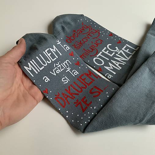 Maľované ponožky pre manžela a otca sivé