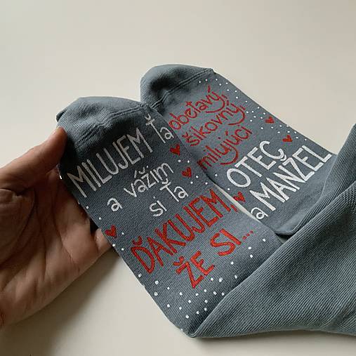 Maľované ponožky pre manžela a otca sivé