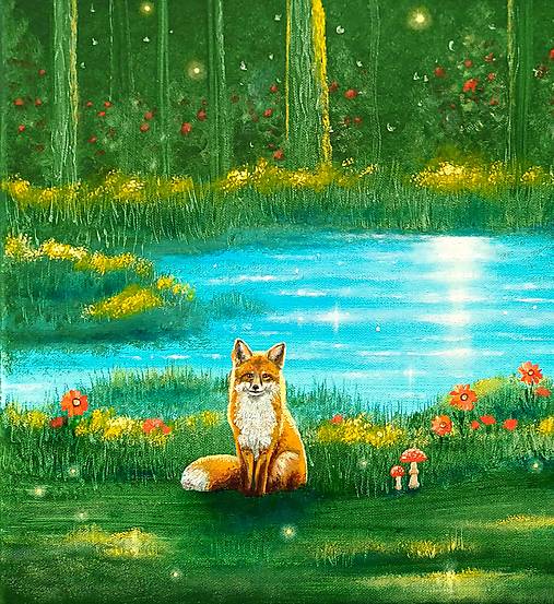 Obrazy - Obraz Čarovný rybník - olejomaľba - 18152571_