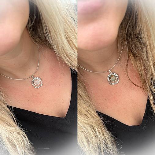 Strieborný 925/1000 prívesok s krištáľom alebo unakitom