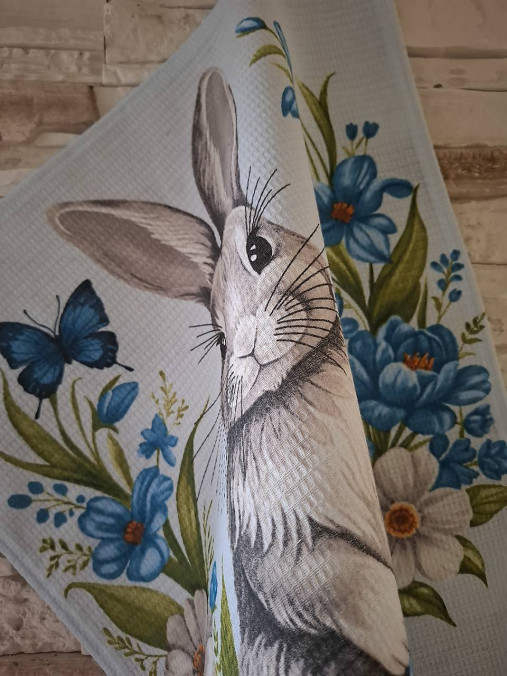 Úžitkový textil - Kuchynská utierka ,,veľkonočná" (Zajac) - 18153501_