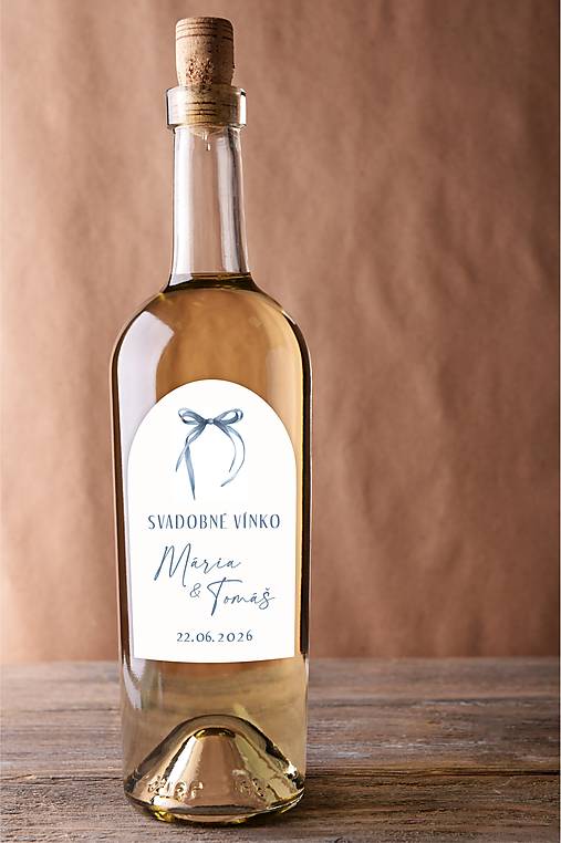 Úložné priestory & Organizácia - Nálepky polkruh na svadobnú pálenku/víno 308 mašlička - 18155279_