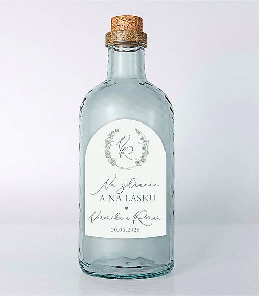 Úložné priestory & Organizácia - Nálepky polkruh na svadobnú pálenku/víno 307 eukalyptus - 18155285_