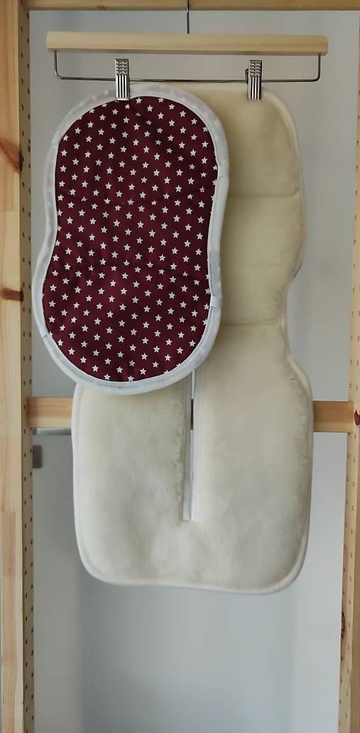 Detský textil - VLNIENKA Vložka proti poteniu do autosedačky  Avionaut StarDust 100% Merino Top Super Natural Hviezdičky bordové - 18155097_