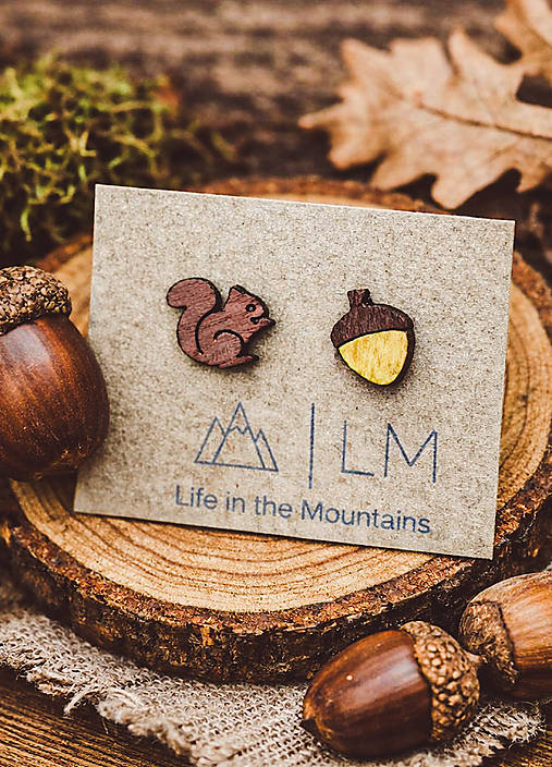 Náušnice - Dřevěnky - Veverka.... - 18156263_